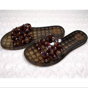 VINCE CAMUTO🛡”CARRON” Studded Jelly Slides, Tortoise/Black ~Size 7